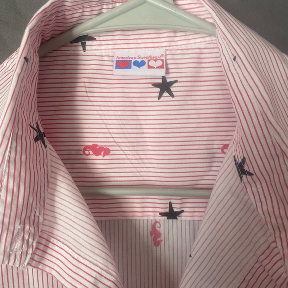 Vintage American Sweetheart Seahorse and Star Beach Print  button Top sz m - Picture 4 of 7